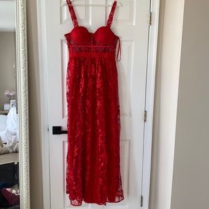 Windsor red lacey bustier dress